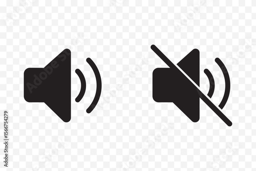  Speaker icon set. Versatile Sound System Icons . Sound off and sound on vector icons. Sound speaker icon in black . 