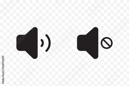  Speaker icon set. Versatile Sound System Icons . Sound off and sound on vector icons. Sound speaker icon in black . 