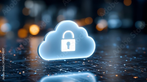 Cloud security, locked cloud symbolizing data protection, access control, and secure cloud storage in the digital age