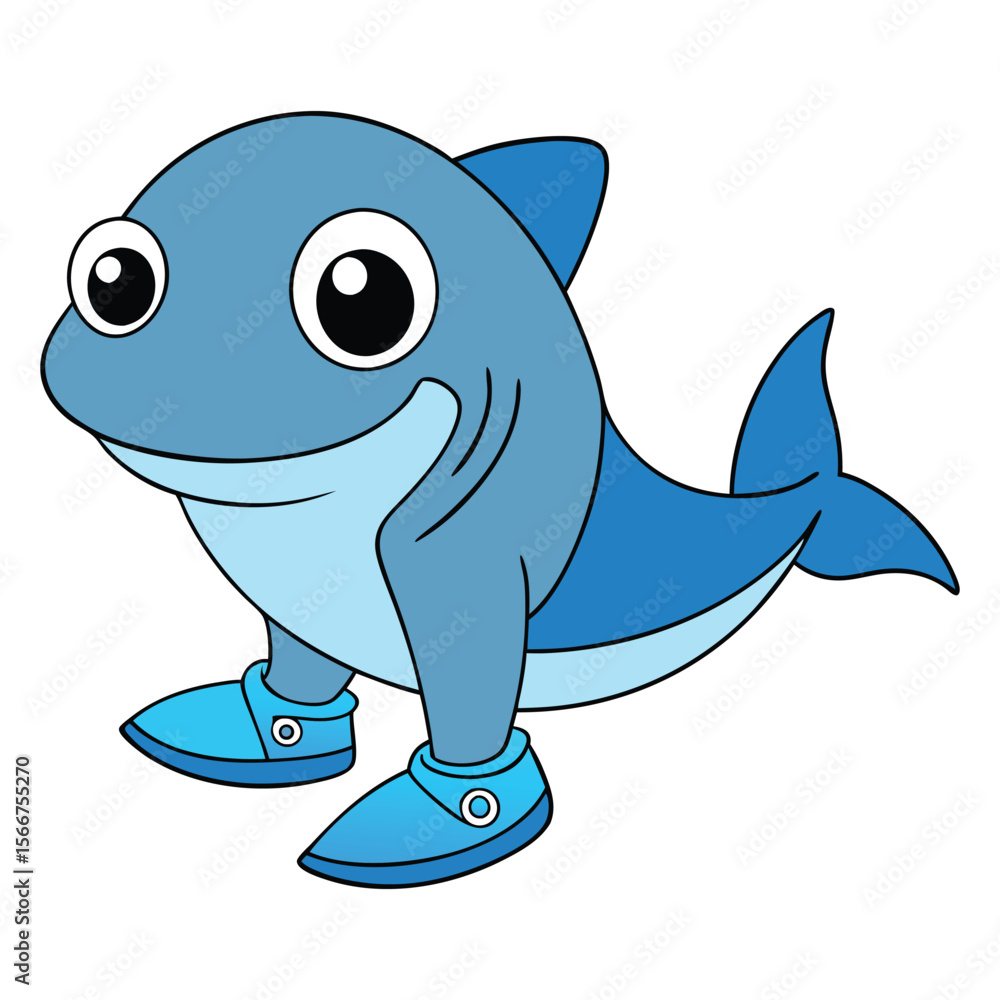 Naklejka premium Funny Smiling Shark Wearing Shoes