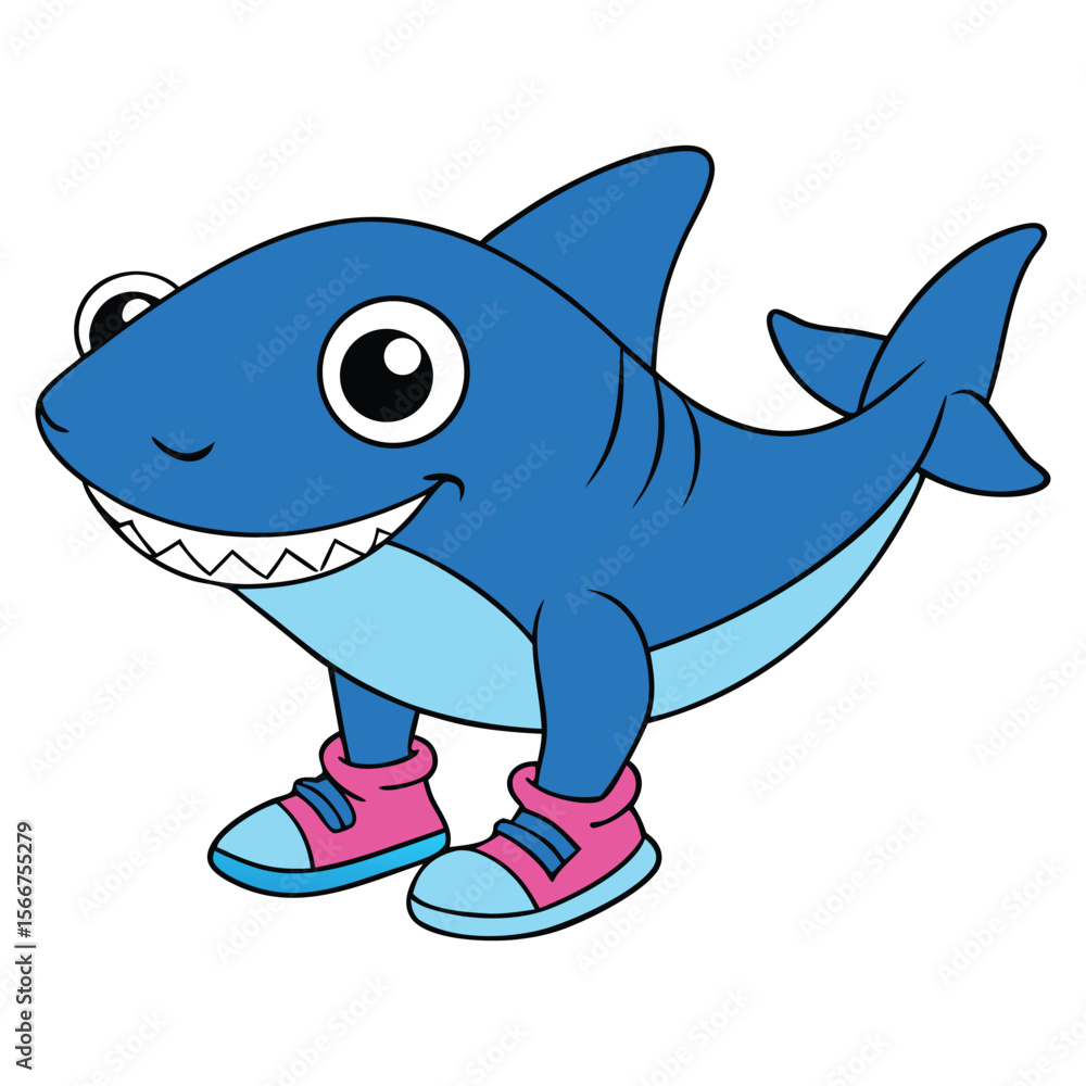 Fototapeta premium Funny Smiling Shark Wearing Shoes