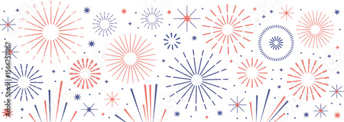 Fireworks background, festive celebration banner, colorful firework display, holiday party invitation, patriotic event design
