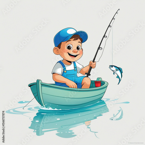 boy fishing on the lake