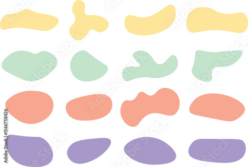 Irregular soft shapes Organic Blobs Vector set, Flat and minimal style.