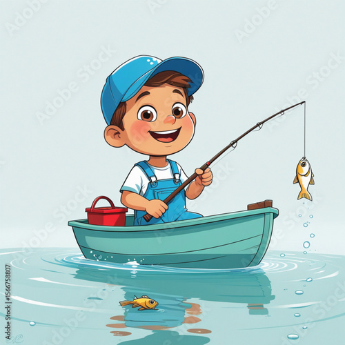 little boy fishing