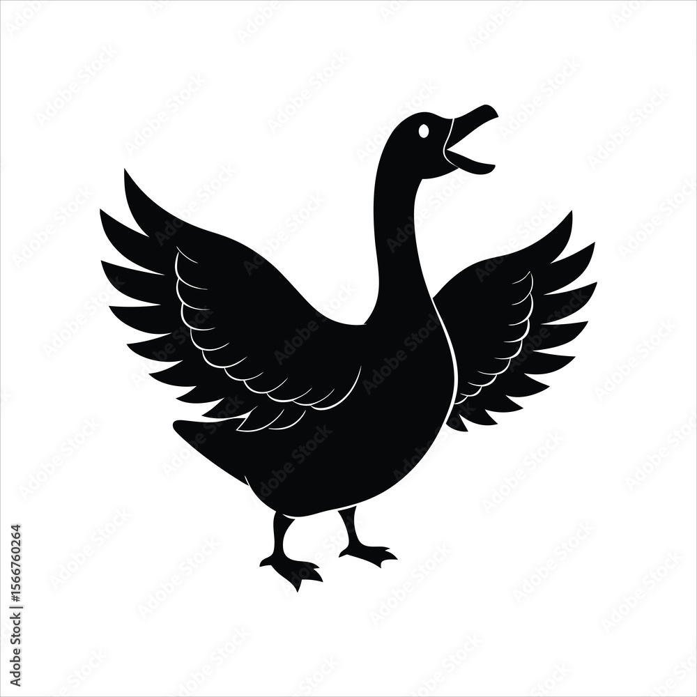 Obraz premium Black Goose Silhouette with Raised Wings
