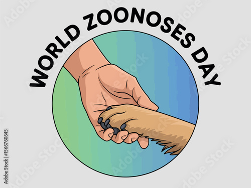 World Zoonoses Day Human Animal Handshake Awareness Health Safety Poster
