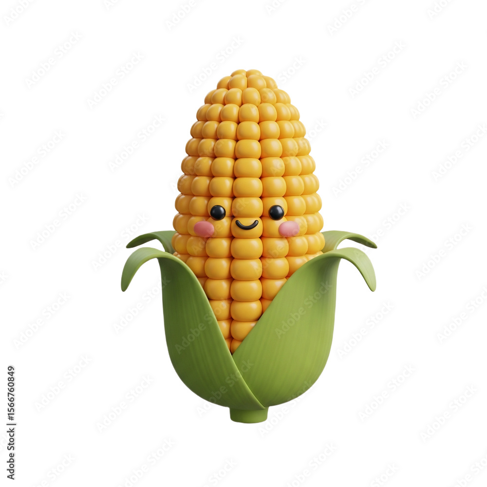 Obraz premium Cute Cartoon Corn Cob Illustration