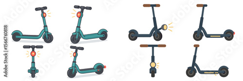Colorful electric scooters with varying designs and features for urban transport options