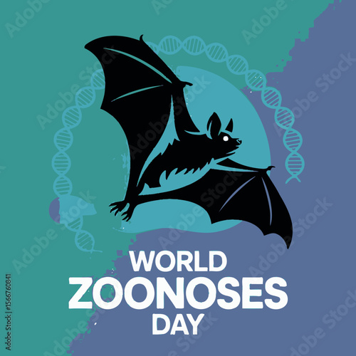 World Zoonoses Day Awareness Bat DNA Health Disease Prevention Poster