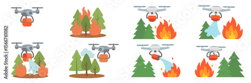 Drones assist in wildfire management by dropping water on burning forests in an efficient response operation