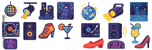 Nighttime party celebration with music, drinks, and vibrant atmosphere in a bustling urban setting