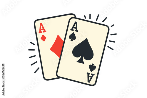Two aces displayed in a winning hand during a card game at a cozy poker night
