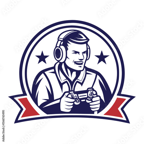 Happy Gamer with Headphones