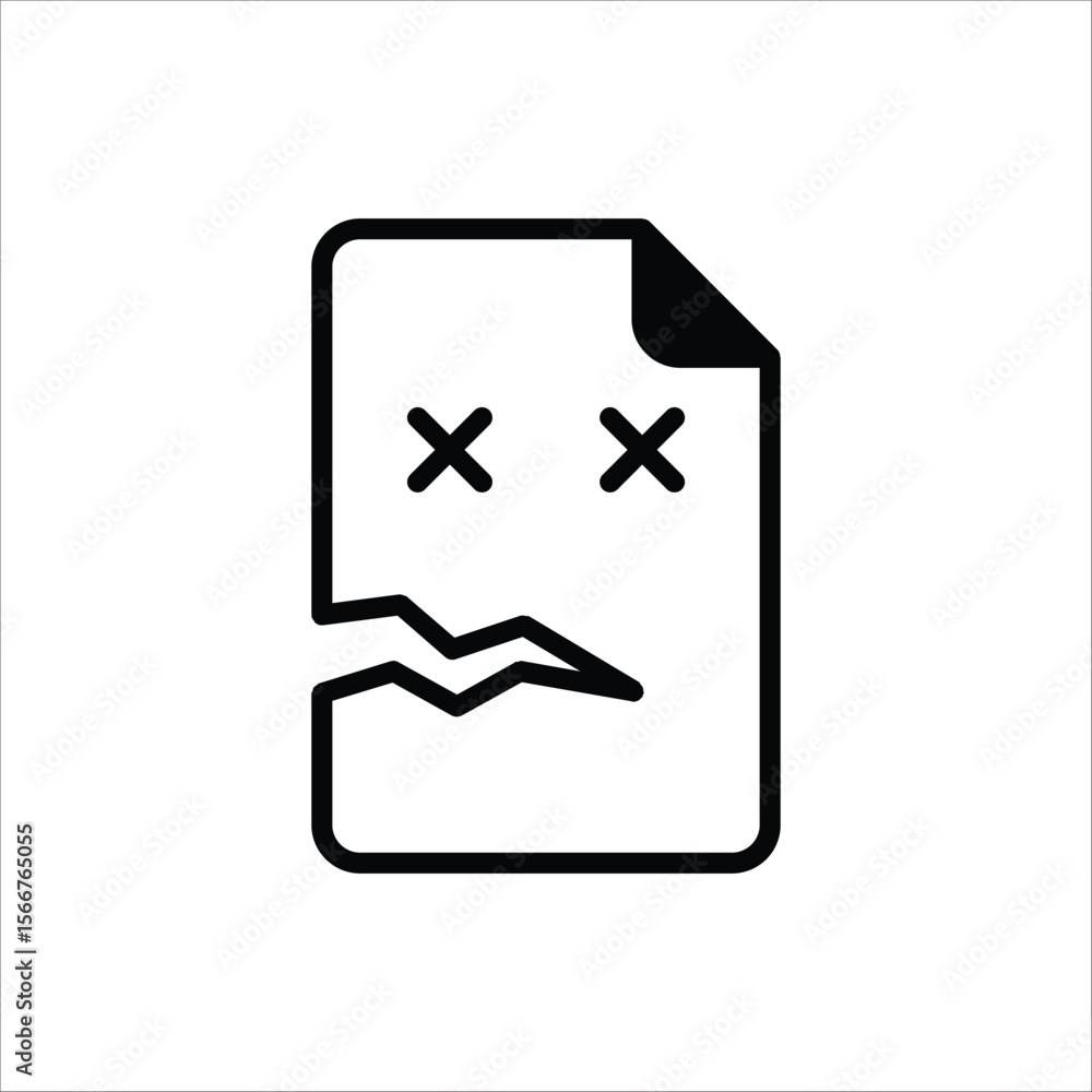 Fototapeta premium Broken File Icon. Corrupted file symbol. Vector Illustration for web design. Isolated on white background.