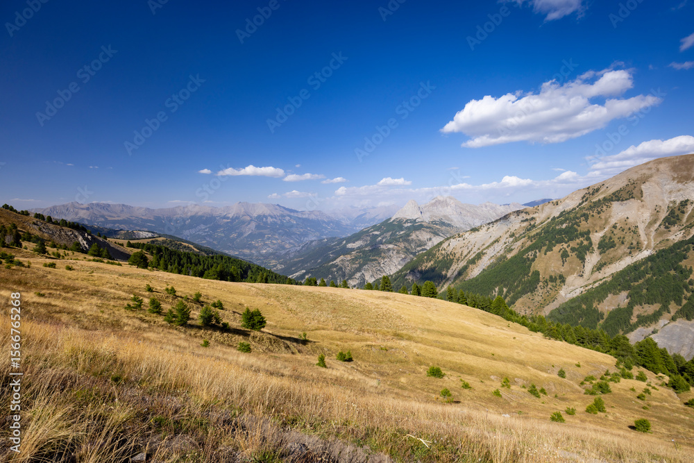 Naklejka premium Stunning mountain landscape showing the valley of Allos in the French Alps
