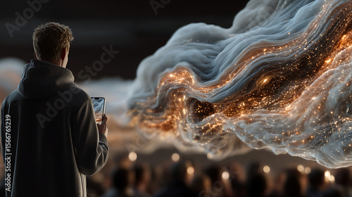 Captivating cosmic encounter urban nightscape digital art dreamlike environment perspective on wonder