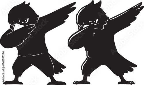 Hawk dabbing silhouette vector illustration