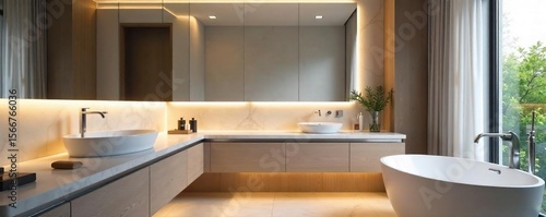 Sleek Modern Bathroom with Illuminated Mirror Luxurious Interior Design Inspiration for Home Improvement