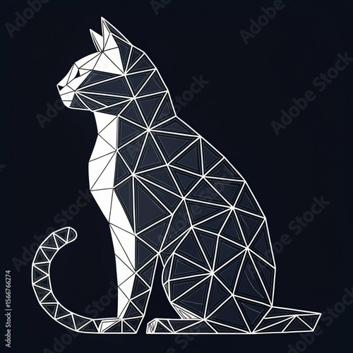 Plakat Geometric Abstract Cat Silhouette