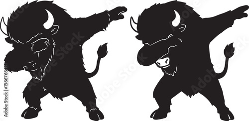 Bison dabbing silhouette vector illustration