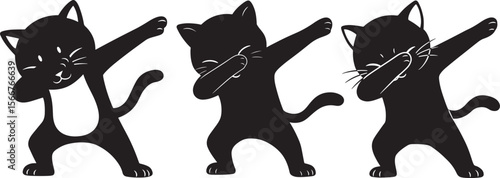 Cat dabbing silhouette vector illustration