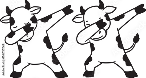 Cow dabbing silhouette vector illustration