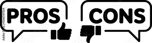 Pros and cons comparison with thumbs up and thumbs down symbols vector