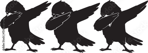Crow dabbing silhouette vector illustration