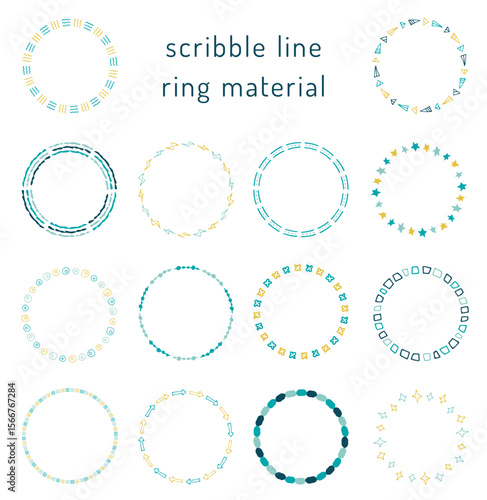 手描きのリング型フレーム素材のセット