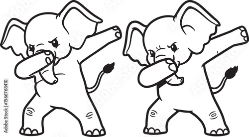 Elephant dabbing silhouette vector illustration