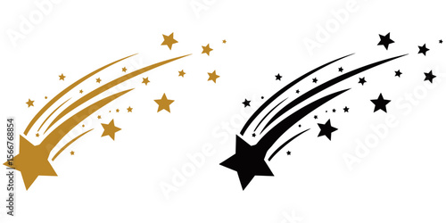 Shooting Star Icon, A minimalist representation of a celestial spectacle, two shooting stars streak across a clean backdrop, their trails a graceful dance against the void.