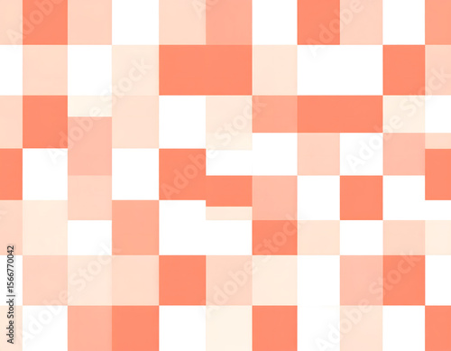 Abstract pattern of squares in varying shades of coral and white, creating a pixelated effect.
