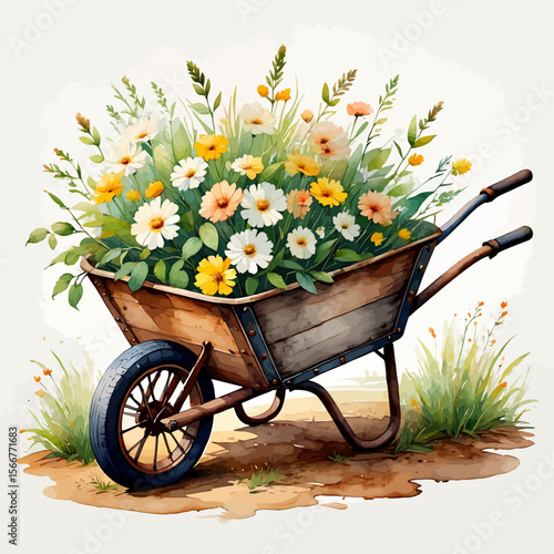 Elegant Watercolor Painting of Daisies in a Glass Vase