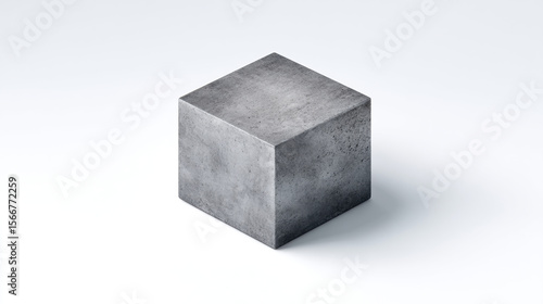 Fototapeta Naklejka Na Ścianę i Meble -  A minimalist 3d icon of a gray concrete block, clean stylized matte concrete texture, isometric view. Isolated on a white background. 3d illustration.