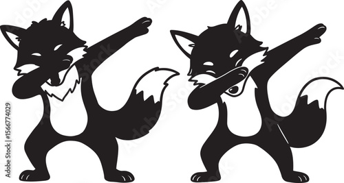 Fox dabbing silhouette vector illustration