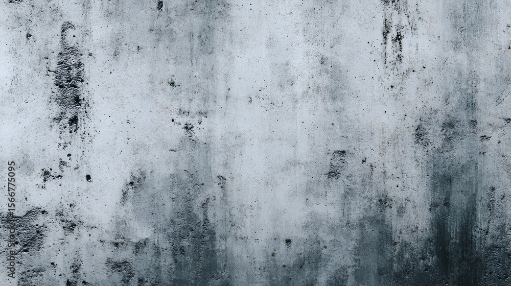 Fototapeta premium A closeup of a gray concrete wall with dark stains and imperfections