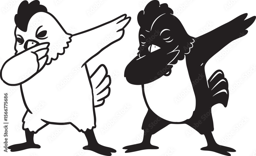 Fototapeta premium Hen dabbing silhouette vector illustration