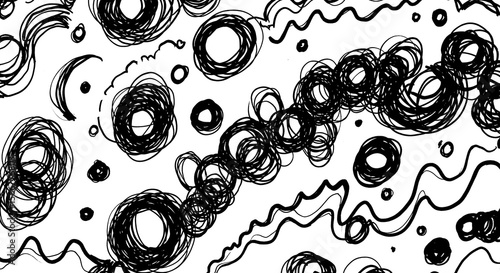 Abstract Black and White Swirling Lines Art