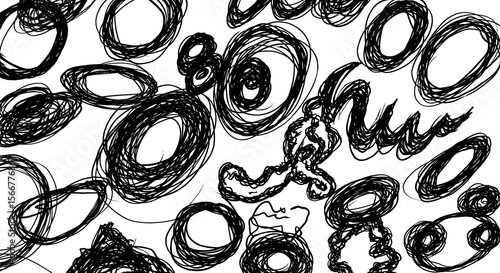 Abstract Black and White Swirling Lines Art