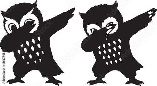 Owl dabbing silhouette vector illustration