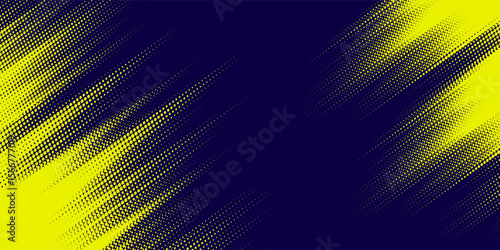 Dots halftone yellow and dark blue color pattern gradient grunge texture background. vector grunge