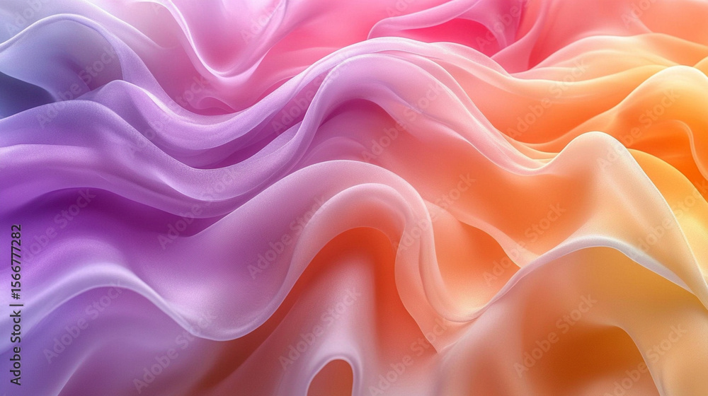 Obraz premium Flowing pastel rainbow waves background for design use