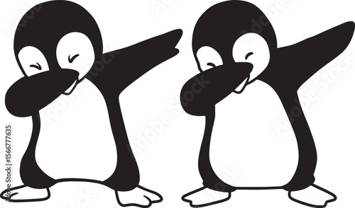 Penguin dabbing silhouette vector illustration