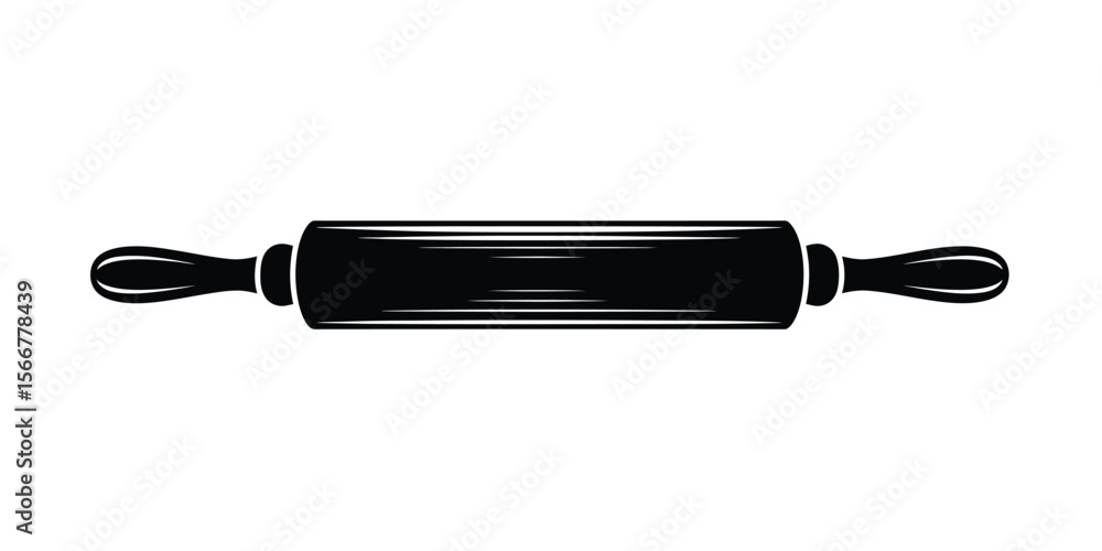 Obraz premium A minimalist black and white illustration of a traditional wooden rolling pin