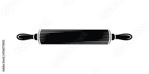 A minimalist black and white illustration of a traditional wooden rolling pin