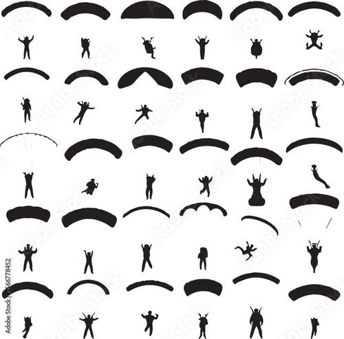 Skydiver in Freefall Silhouette

Parachuting Adventure Vector Art

Extreme Skydiving Action Illustration

High Altitude Parachute Jump Silhouette

Adrenaline Rush Skydiver Design