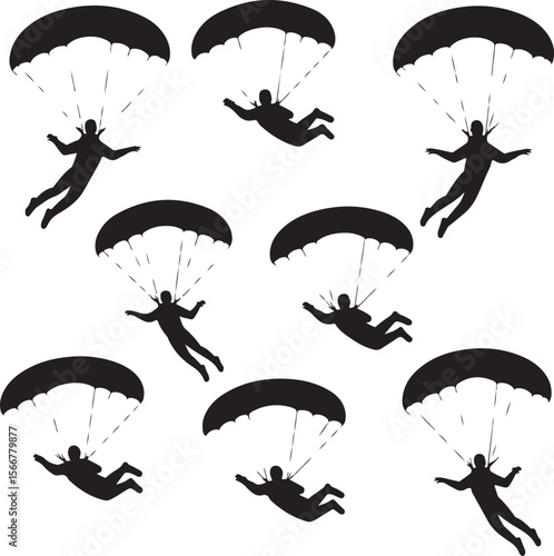 Skydiver in Freefall Silhouette

Parachuting Adventure Vector Art

Extreme Skydiving Action Illustration

High Altitude Parachute Jump Silhouette

Adrenaline Rush Skydiver Design