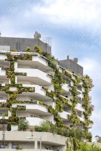 Innovative green building showcasing vertical garden in Montpellier, France