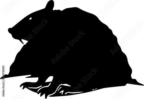 Mole Silhouette Vector Digging Animal Clipart in Black